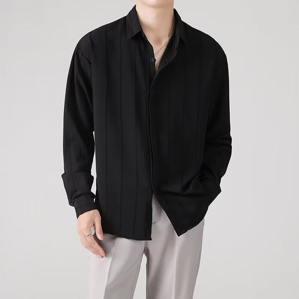 Black color lining texture full sleeve shirt