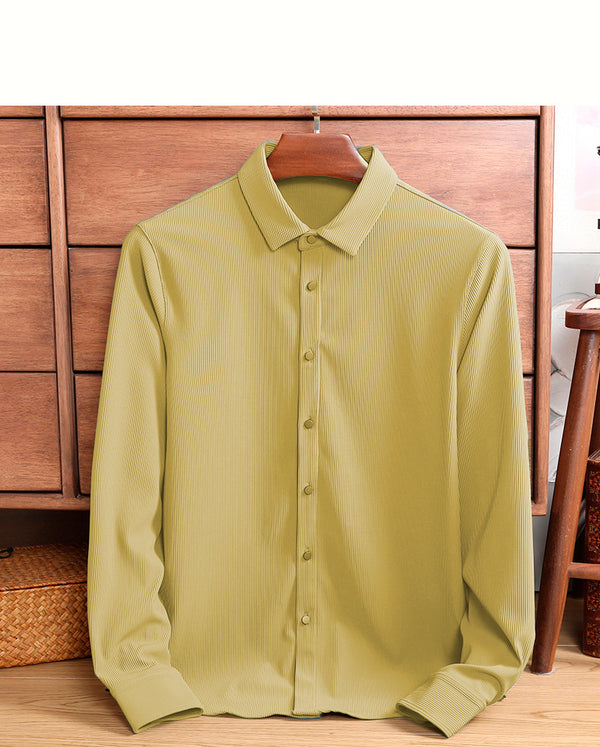 Yellow color premium lining textured shirt