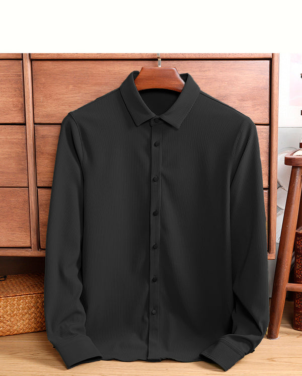 Black color premium lining textured shirt